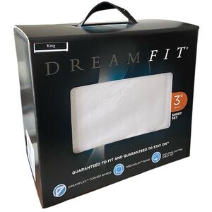 NEW DreamFit King Sheet Set 100% Pima Cotton 300 TC White Degree 3 Dream Fit USA
